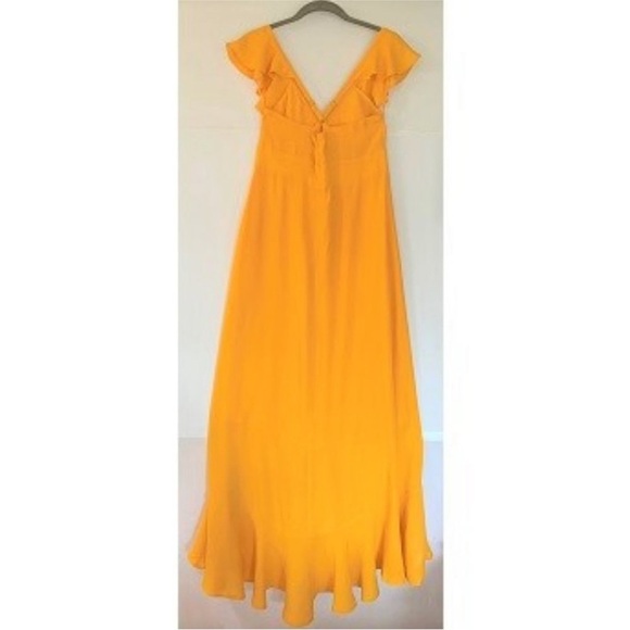 Larke X Anthropologie Dress Womens Sz 0Petite Yellow Ruffles Maxi NWT - Picture 3 of 6